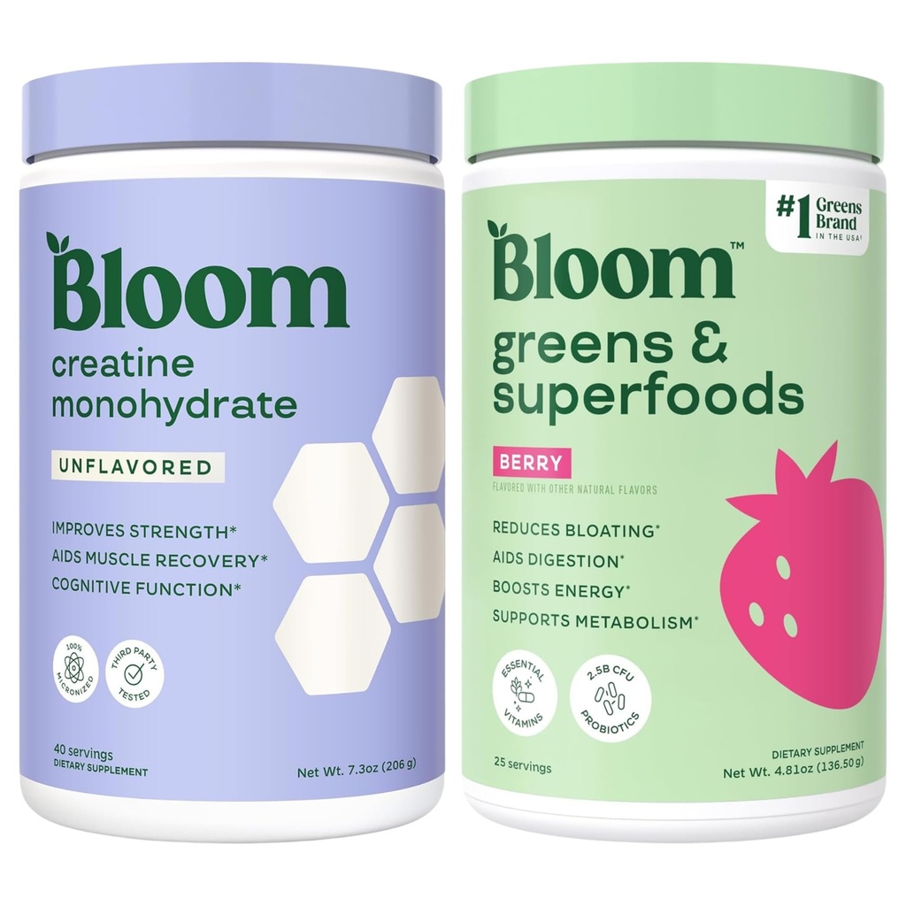 Bloom Unflavored Creatine and Berry Greens Bundle