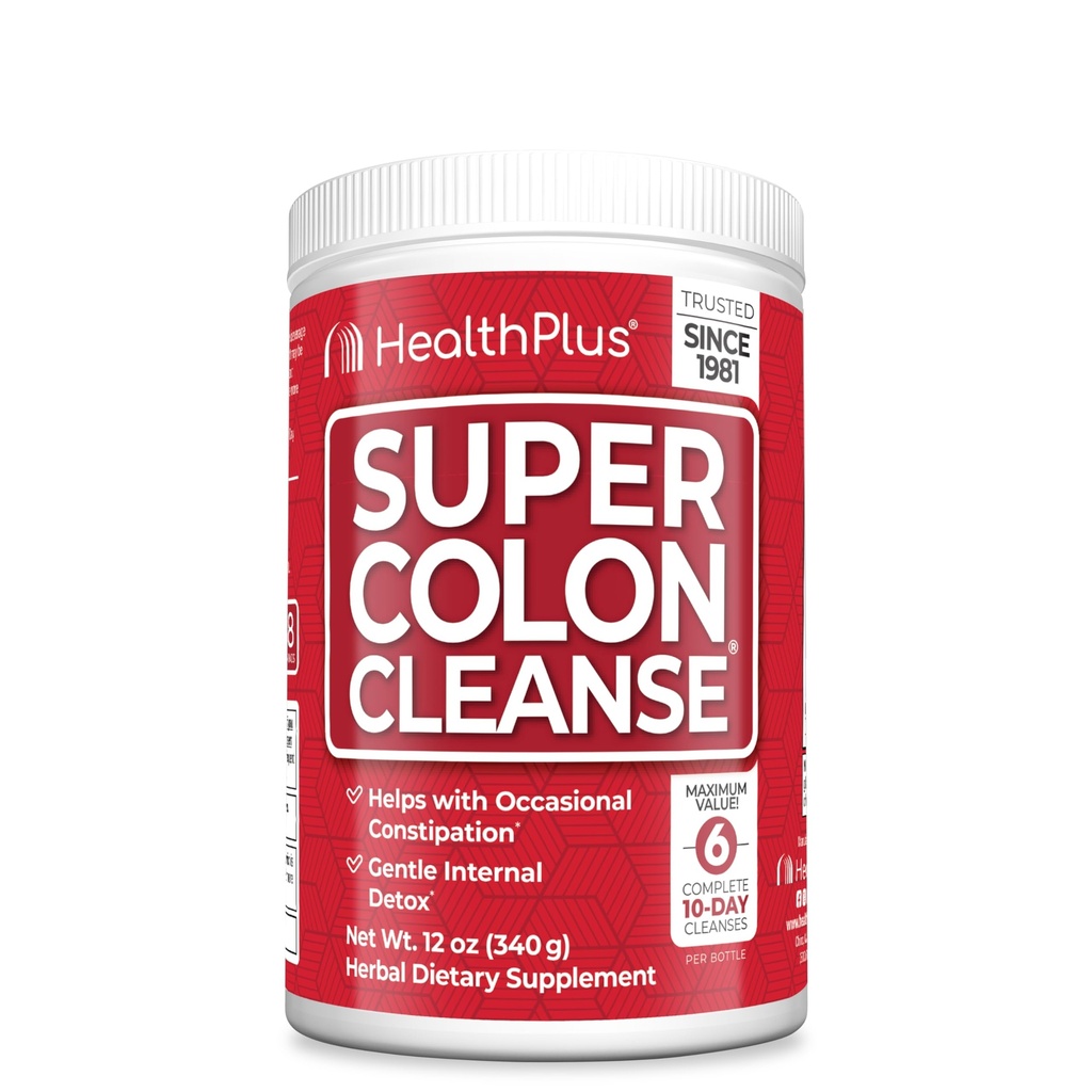 Sağlık Plus Super Colon Cleanse, 12 oz Toz, 68 Hizmet - Doğal Detox, Digestive Constipation Relief, Gentle Gut Cleanse with Psyllium Husk & Senna Leaf