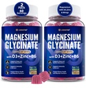 Magnesium Glycinate 500mg/250mg for Adults Teens - Plus D3,B6 & Zinc - Magnesium Glycinate Gummies,High Absorption - Support for Relaxation,Brain,Bone & Immunity Health - Sugar Free - 120Cts