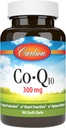 Carlson - Co-Q10, Co-Enzyme Q10, 300 mg, Enerji Üretimi ve Kalp Fonksiyonu, 60 Softgels