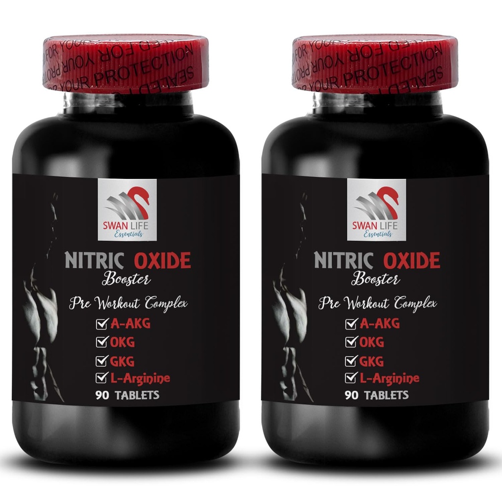 L-citrulline and L-arginine supplements - NITRIC OXIDE BOOSTER - Nitric oxide supplements for men, Energy boost, Physical boost, Pre-gym boost, Endurance training, Recovery 2 Bottle 180 Tablets