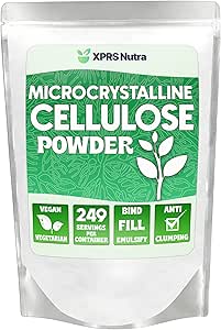 XPRS Nutra Microcrystalline Cellulose Powder - Odorless Cellulose Fiber Powder - 100% Pure Powdered Cellulose Supplement is an Insoluble Fiber for Pill Binder Mix and Cellulose Paste (1.10 Pounds)