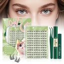 KEYYOU Bunny Lash Clusters Kit Anime Cat Eye Lashes 108pcs Wispy Natural Cat style Lash Extension Kit with Bond and Seal,Applicators,Remover for Manga DIY Eyelash Extension Kit at Home（MC02）