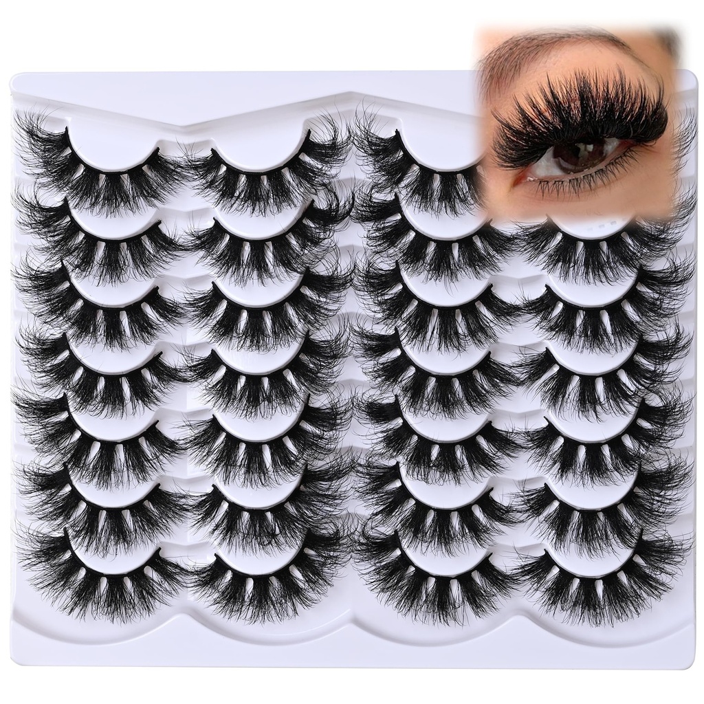 14 Pairs Thick Long Lashes False Eye Lashes Mega Look 5D Volume Dramatic 24mm Waterproof 100D Eyelash Clusters Soft Fake Eyelashes Pack by Yaiseiko