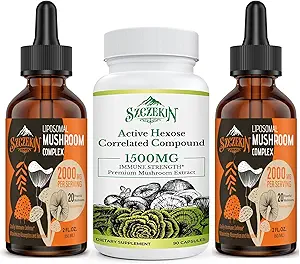 Aktif Hexose Corlev bileşikler 1500 mg Supplement 90 Capsules Sche with 2000 mg Liposomal Mushroom Kompleksi 60 Hizmetler