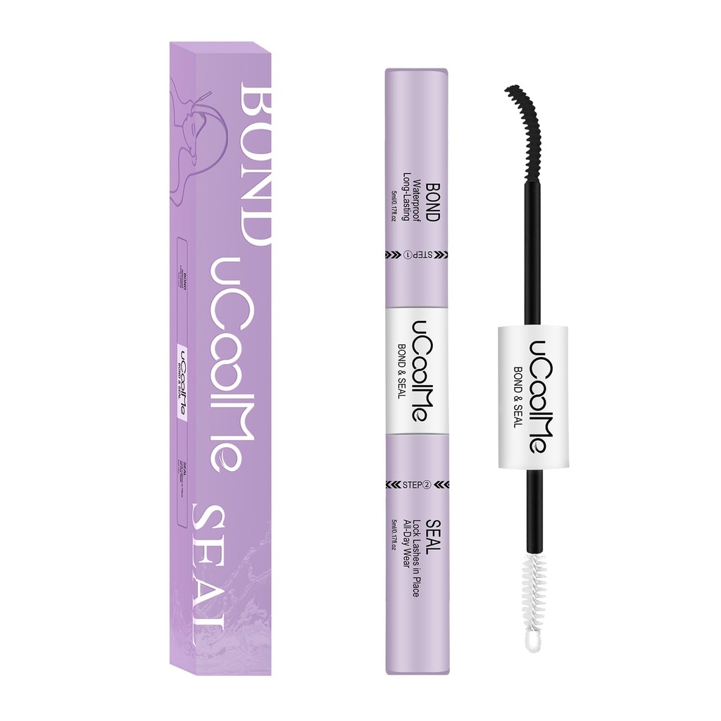 uCoolMe Lash Bond and Seal Waterproof 10ML for Lash Clusters 144Hours SuperStrong Long-Lasting Non-Irritating Eyelash Glue for DIY at Home(Black,10ML)