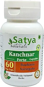 Kanchnar Forte Capsules 500 mg. 60 Veg. Capsule | Kanchnar (Bauhinia Variegata) Erkekler ve Kadınlar için Kapsüller | Ayurvedic Herbal Supplement / R kaçtılar | 10:1 Forte (1 60 Capsules Şişe)