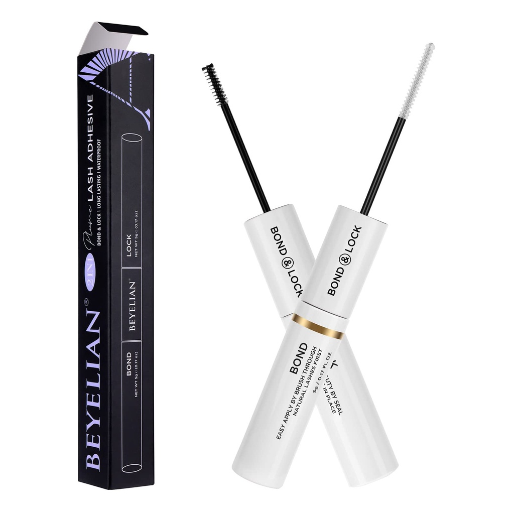 BEYELIAN Lash Cluster Glue,Lash Bond and Seal Waterproof,Bond& Seal forEyelashe Cluester Long Lasting Strong Hold 2 in 1 Eyelash Adhesive Black DIY Eyelash Extensions(5ml+5ml)