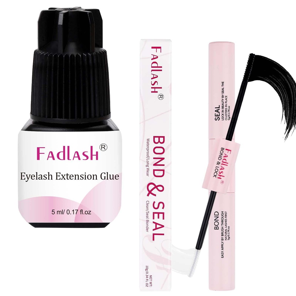 FADLASH Eyelash Extension Glue 5ml 1S Dry Time 8 Weeks Retention and DIY Lash Bond and Seal Cluster Lashes Glue.
