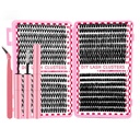 Lash Clusters Kit: 10-16mm Individual DIY Fake Eyelash, Waterproof with Lash Bond and Seal, Tweezers, Natural Pestañas Postizas Naturales. (640PCS-3/4/6/8)