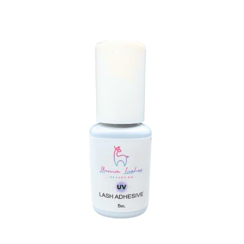 UV Lash Glue by Llama Lashes – 1 Second Dry Time, Low Fume, LED UV Light Cure, 8–10 Week Retention, Waterproof, Sensitive Formula, Pro Lash Extension Adhesive – 5ml