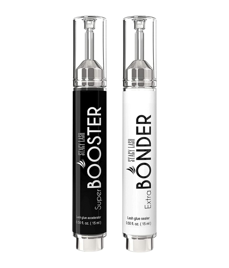 Super Booster 15ml & Extra Bonder 15ml - Stacy Lash/Adhesive Accelerator/Lash Extension Glue Activator/Sealer/Prevents Shock Polymerization/Professional Supplies for Eyelash Extensions