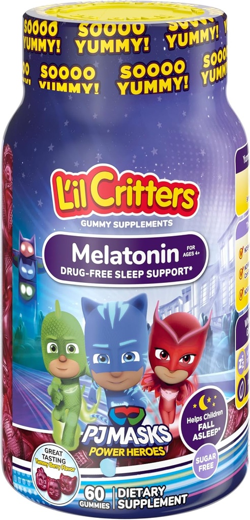 L'il Critters PJ Maskes Melatonin Gummy Supplements, 60 Gummies