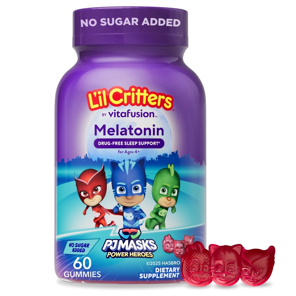 L'il Critters PJ Maskes Melatonin Gummy Supplements, 60 Gummies