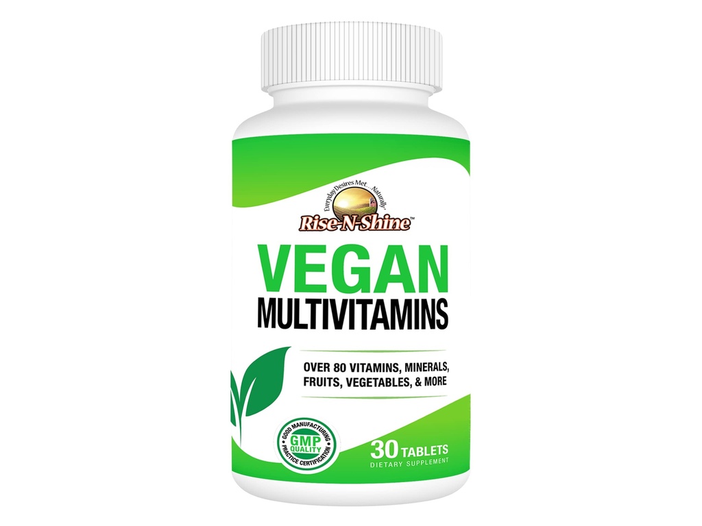 Rise-N-Shine Vegan MultiVitamins Daily MultiVitamin ve MultiMineral for Men and Women with Over 80 Vitamins, Minerals, Fruits, Sebzeler ve Daha Fazla 30 Kont