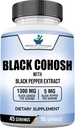 American Standard Συμπληρώματα Μαύρο Cohosh 1300mg ανά υπηρεσία με Black Pepper Fruit Extract - Vegan, Χωρίς γλουτένη, μη GMO, 90 κάψουλες, 45 εξυπηρετούν