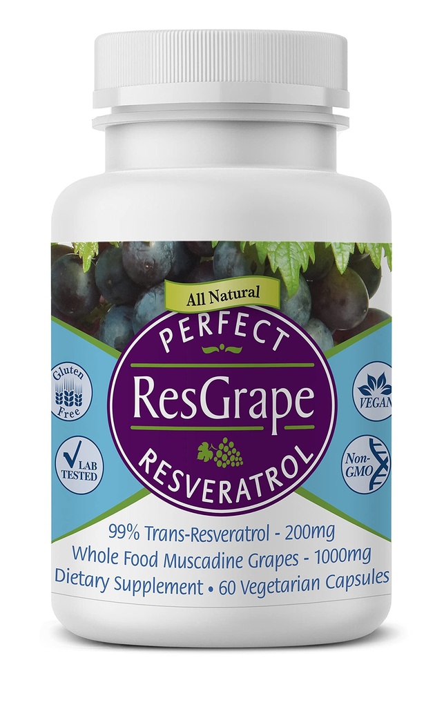 Mükemmel Supplements – Perfect ResGrape Resveratrol – 60 Veggie Capsules – Trans-Resveratrol & Organik Muscadine Grape
