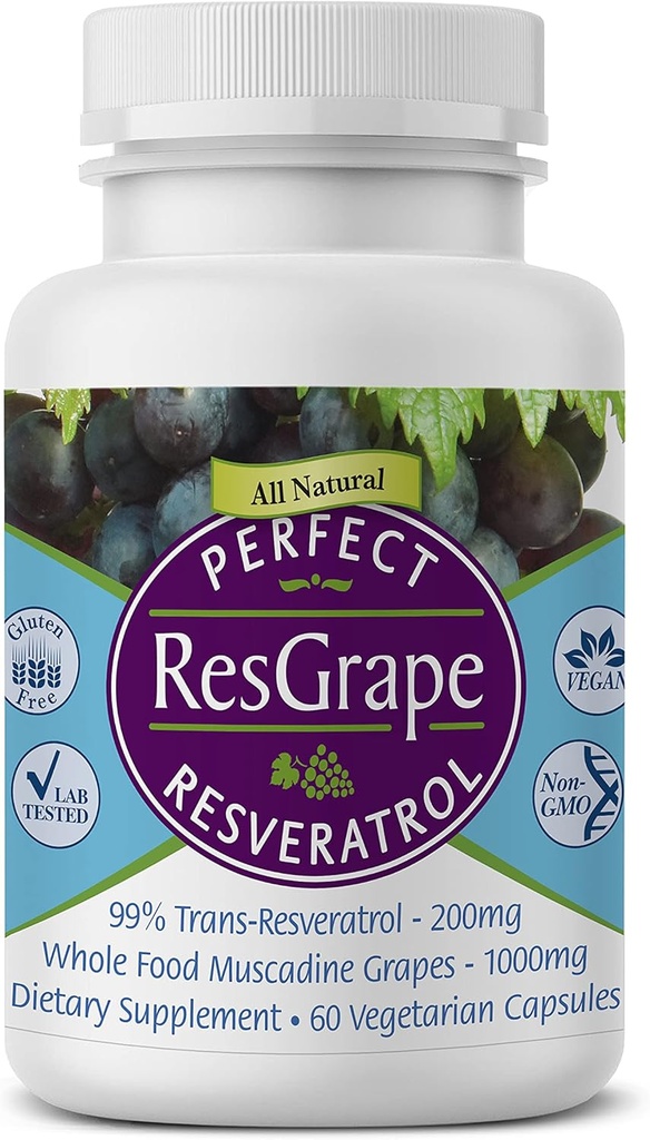 Mükemmel Supplements – Perfect ResGrape Resveratrol – 60 Veggie Capsules – Trans-Resveratrol & Organik Muscadine Grape