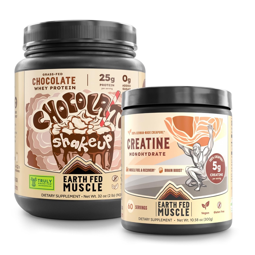 Earth Fed Muscle Grass‑Fed Whey & Creapure Creatine Performance Bundle
