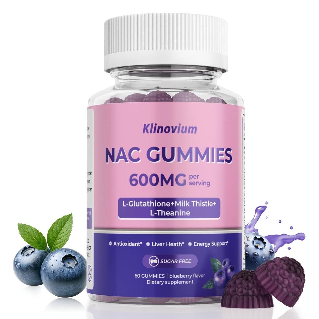 10 in 1 NAC Gummies, N Acetyl Cysteine Supplemengt, NAC Supplement 600mg for Kids & Adults, with Reduced Glutathione, ALA, For Antioxidants & Immune Support, Blueberry Flavor, Sugar Free, 60 Pieces