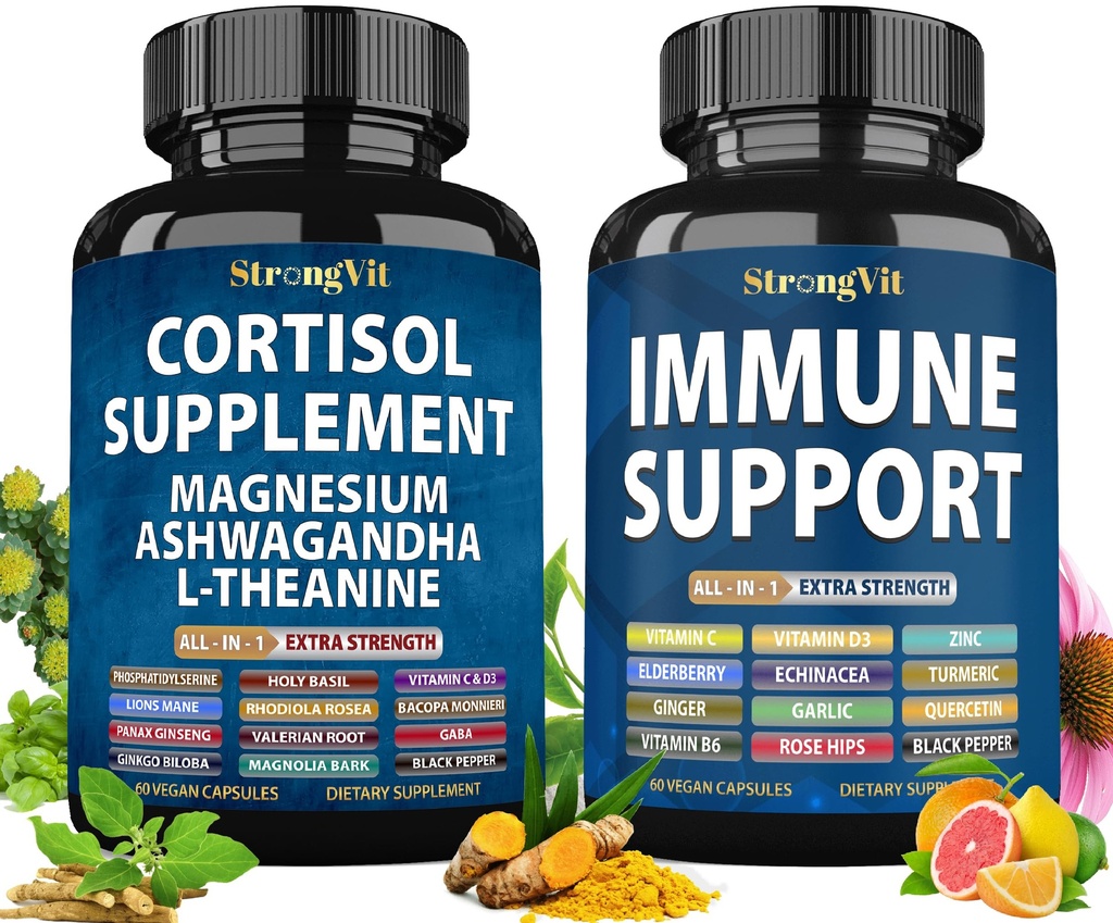 StrongVit Cortisol & Immune Support Bundle (120 Capsules)