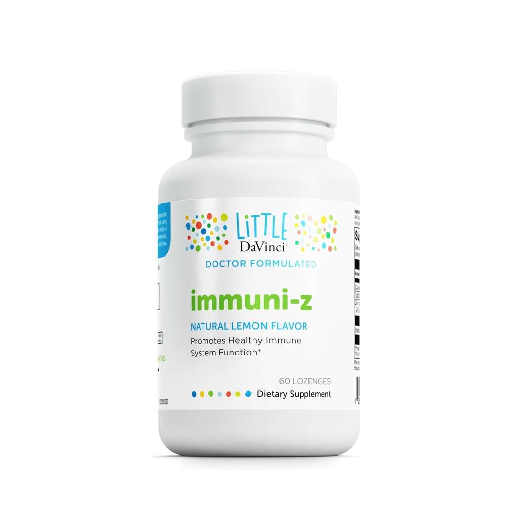 Little DaVinci Immuni-z - Kids Zinc Lozenge to Support Immune Health, Throat Tissue, Brain Health and Development, Sleep and Focus* - with Zinc Citrate and More - Lemon Flavor - 60 Lozenges