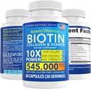 Biotin ve Collagen Vitamins + Keratin ile Folate - Kadınlar ve Erkekler için Saç Kayıp Tedavileri - Follicle, Skin ve Nails Saç Büyüme ve Postpartum Desteği - GMO Free & Gluten Free (60 Caps)