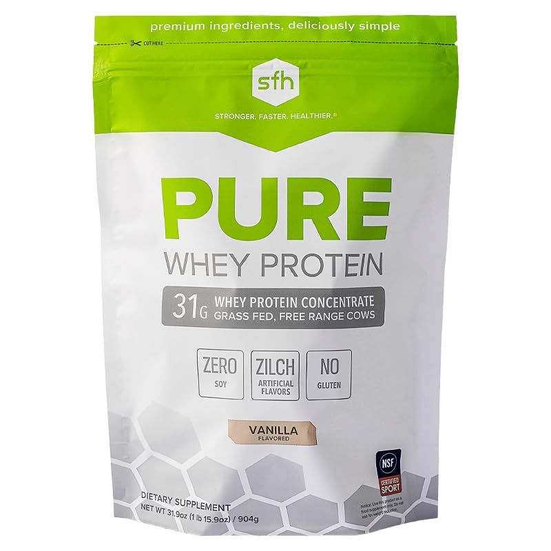 SFH Pure Whey Protein Toz (Vanilla) En İyi Tastin Grass Whey | All Natural | Non-GMO, No Yapays, Soy Free, Gluten Free | (Vanilla, 31.9 Ounce)