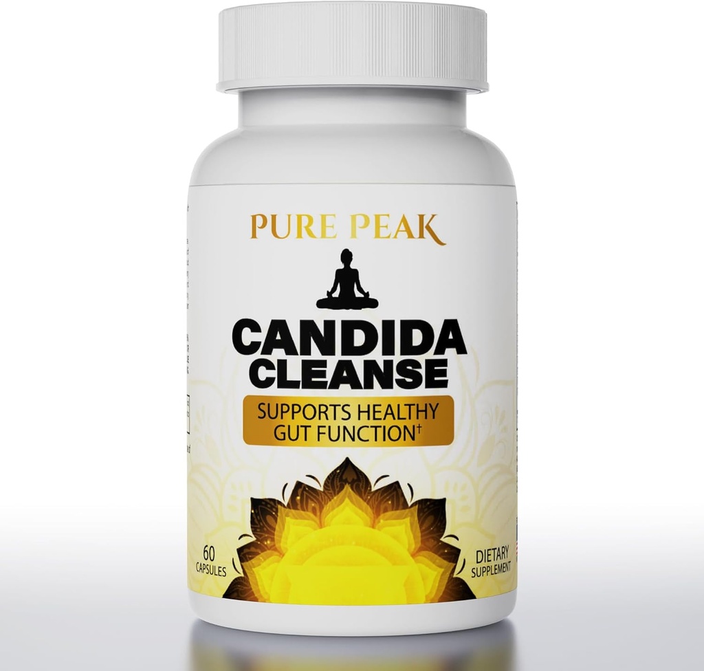 Candida Cleanse - Gut & Colon Support (60 Capsules) - Erkekler ve Kadınlar için - Doğal Herbs Intestinal Detox - Oregano Leaf, Wormwood, Black Walnut, Caprylic Acid