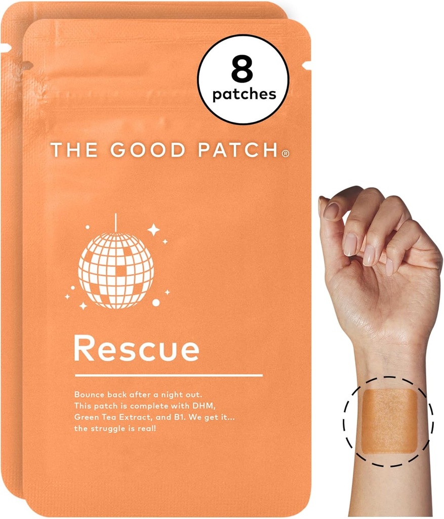 Good Patch Recovery Patch, Natural Patch with DHM, Vitamin B1, and Green Tea, Plant-Powered Wearable Wellness, Support After A Night Out (8 Total Patches)