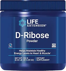 Επέκταση ζωής D-Ribose σκόνη, Διαλύονται σε υγρό για την ενθάρρυνση της κυτταρικής ενέργειας παραγωγής και υποστήριξης της καρδιάς και των μυών υγεία, χωρίς γλουτένη, μη ΓΤΟ, χορτοφάγοι, 150 γραμμάρια