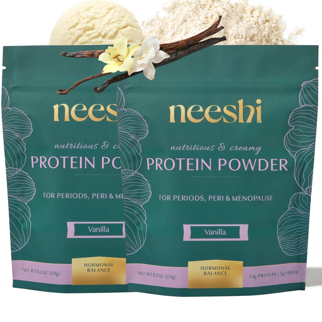 Nourishing Protein Blend for Hormonal Balance – Vegan, Gluten-Free, All-Natural – Supports PMS & Menopause Relief – 2-Week Supply – Vanilla Flavor
