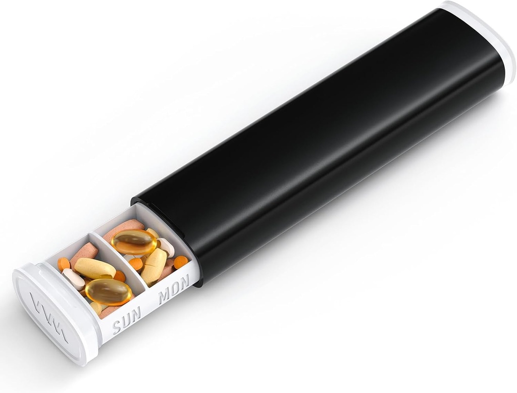 V VM Weekly Pill Organizer 7 Day, Daily Pill Box, Arthritis-Friendly Travel Pill Case, Cute Cut-Slide Pill Holder for Vitamins, Supplements, Medicine Pill Organizer