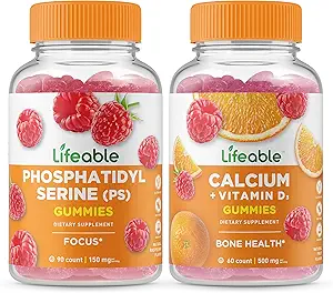 Lifeable Phosphatidylserine (PS) + Vitamin D, Gummies Sche - Great Tasting, Vitamin Supplement, Gluten Free, GMO Free, Chewable Gummy