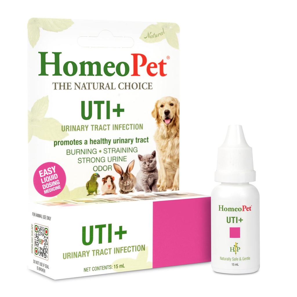 HomeoPet UTI+ Urinary Tract Supplement, Safe and Natural Dog and Cat Urinary Tract Support Supplement, 15 Milliliters