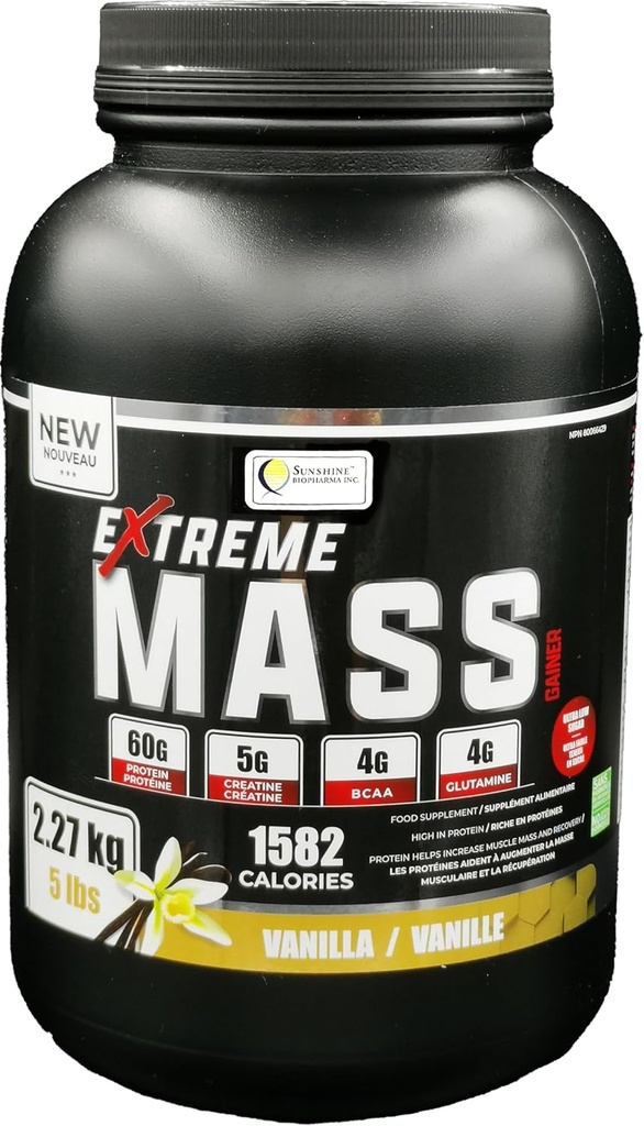 Extreme Mass Winer Muscle Builder, 5 lb (2.27 kg) Low Sugar high Calories for Intense Workouts (Vanilla)