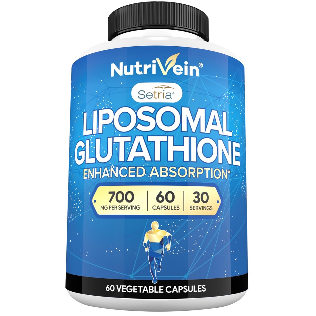 Nutrivein Premium Liposomal Glutathione Supplement 700 mg - 60 Caps - Pure Reduced Glutathione Setria - Master Antioksi - Hücre Koruma, Temizleme, Liver, Beyin, Vitality ve Savunmalar