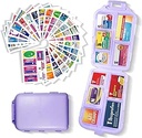 Tıp Etiketleri ile Pocket Eczanesi 146 Etiketler Seyahat Günlük Pill Konteyner Mini İlaç Organize Depolama Pill Organizer Travel Essentials Pill Case 7 Day Pill Organizer (Purple, 1 Pack)