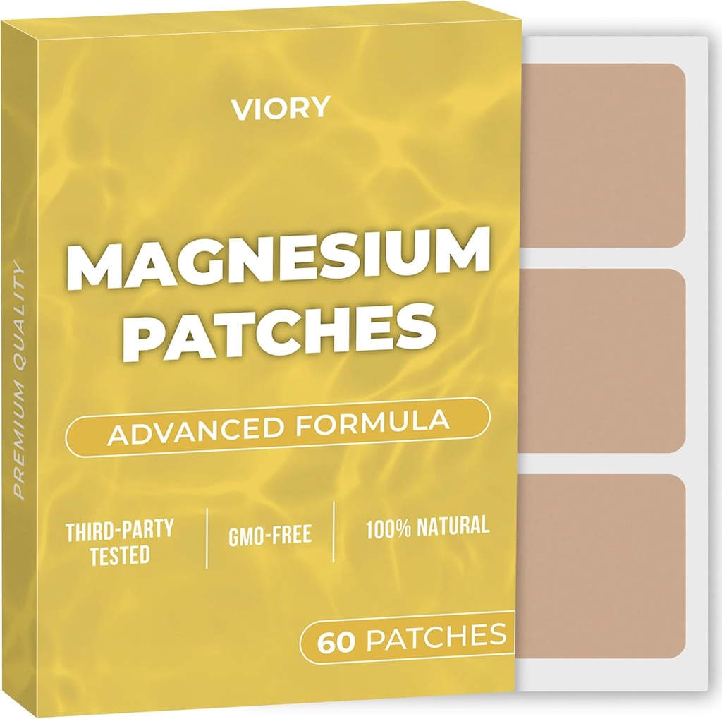 Magnezyum Patches ( 60'ın paketi) - Kadınlar ve Erkekler için% 100 Doğal Patch - toyo - Kas ve Bone Support, Calming - Gelişmiş Formula