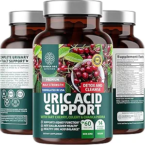 N1N Premium Uric Acid Support Supplement [14X Potent Herbs] All Natural Kidney and Uric Acid Cleanse with Tart Cherry, Milk Thistle, Cranberry, Celery, Chanca Piedra, 60 Veg Caps