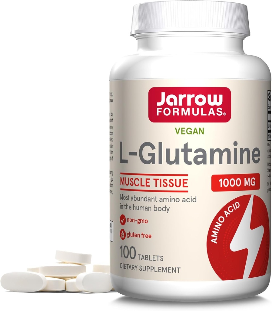 Jarrow Formulas L-Glutamine 1000 mg, Συμπλήρωμα διατροφής για μυϊκό ιστό, πολυλειτουργικό αμινοξύ, ανοσοενισχυτική υποστήριξη, 100 Easy-Solv δισκία, 50- 100 ημέρες προσφοράς