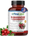 FineLand D-Mannose + Cranberry – 1600 mg per Service – 120 Vegan Capsules – Urinary Tract & Blad Health Support – Non-GMO, Gluten-Free, Made in USA