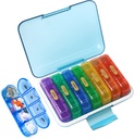 MURRI&MURRDI Pill Organizer 4 Times bir gün, Günlük Pill Box Büyük Haftalık Tıp Vakası 7 Günlük Pill Mineralleri Piller, Vitaminler, Balık Yağları, İlaçlar, Supplements (28 Hücreler, Çok renkli)