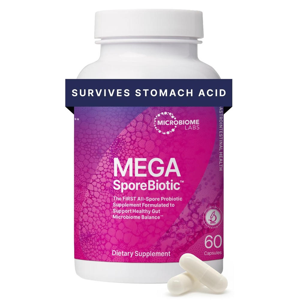Mikrobiyom Laboratuvarları Kadınlar ve Erkekler için Megaeli Probiyotikler - Gut Health & Digestive Support - Raf-Stable, Travel-Friendly, Mens & Womens Probiyotiks (60 Capsules)