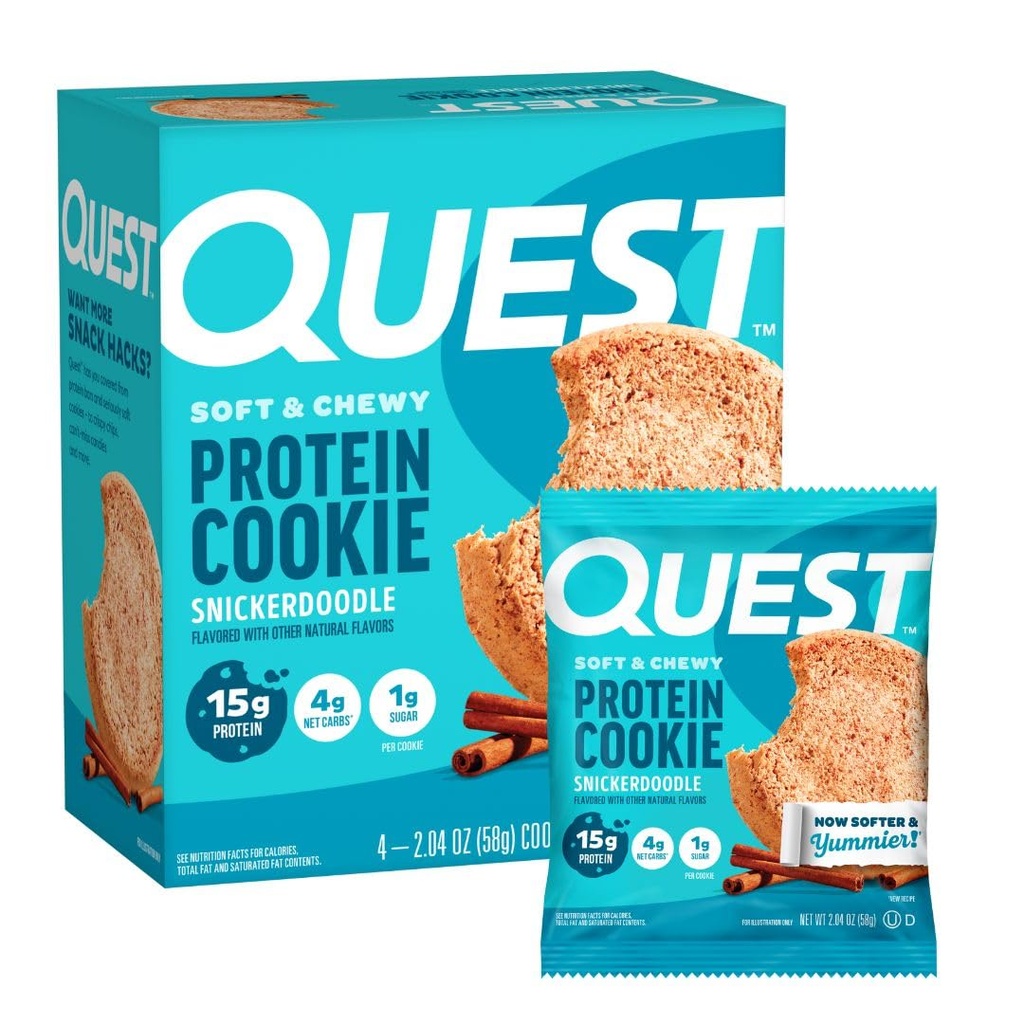 Quest Nutrition Snickerdoodle Protein Cookie, 15g Protein, 1g Sugar, 4g Net Carbs, Keto Friendly, High Protein, Low Carb 4 Count