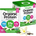 Orgain Organic Vegan protein Toz, Vanilla Bean - 21g Plant proteini, 5g Prebiyotik Fiber, Low Carb, No Lactose Malzemeler, No add Sugar, Non-GMO, For Shakes & Smoothies, 10 Travel Packs