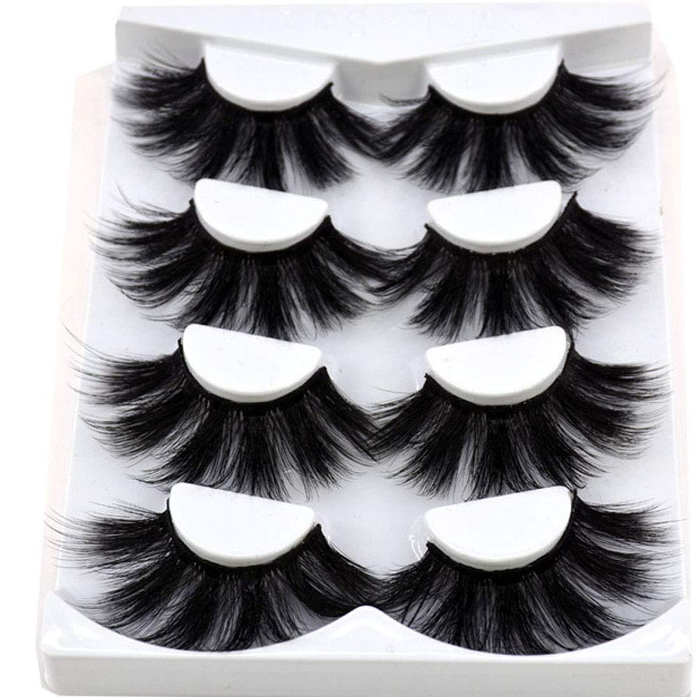 NEW 4 Pairs 3D Mink Hair False Eyelashes Criss-cross Wispy Cross Fluffy length 25mm Lashes Extension Handmade Eye Makeup Tools (MDR-5)