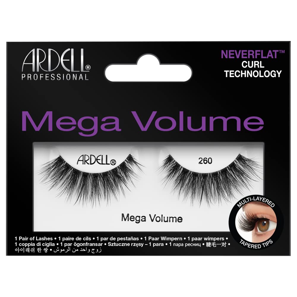 Ardell Mega Volume Eyelashes 260 – Double Up Lashes, Feathery Soft for Dramatic Eye Look, 1 Pair