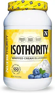 Isothority Whey Protein Isolate, Whipped Cream Blueberry, 2 lb - Ultra Absorbable Branched Chain Amino Acids (BCAA) Toz 25g Per Service, Low Carb - Build Muscle & Accelerate Recovery