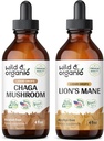 Άγρια & οργανική απόχρωση μανιταριών Chaga 4 fl oz & Mane Mushroom Βάμμα 4 fl oz